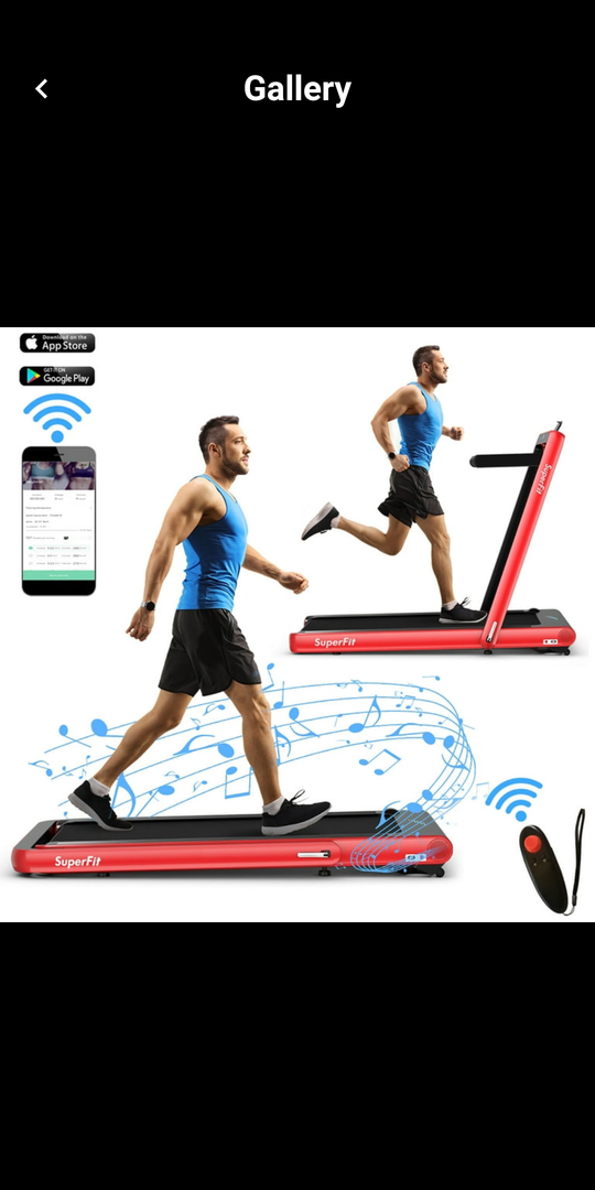 SuperFit 4.75HP 2 In 1 Folding Treadmill W/Remote APP Control Red