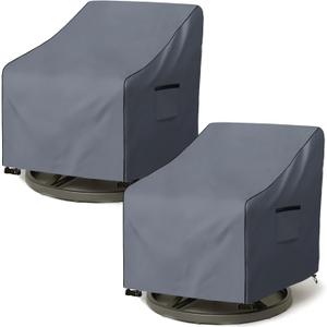 Outdoor Swivel Chair Cover 2 Pack,600D Heavy Duty 100% Waterproof Outdoor Chair Covers,Patio Furniture Covers for Swivel Patio Chairs,30" W x 34" D x 36" H,Grey