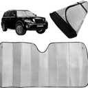 GWUSKDT Car Windshield Sunshade-Thicken 5-Layer Bubble Block Heat and Sun UV Rays, Front Windshield Sun Shade- Keeps Your Vehicle Cool - 58 x 27.5 Inch … (New Silver)