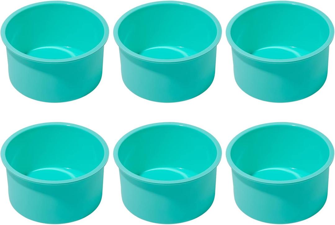 Silicone Mini Round Cake Molds, 4 Inch, Green, Set of 6