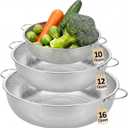 Gisafai 3 Pcs 10/12/16 Quart Stainless Steel Colander Set for Kitchen Micro Perforated Exlarge Metal Pasta Strainer with Handles Metal Mesh Strainer Net Basket Self Draining Solid Base for Pasta