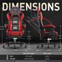 HLDIRECT High Back Gaming Chair, USB Massage Lumbar Support, Black&Red, 20.9 inches x 21.7 inches x 51.2 inches