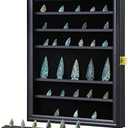 KCRasan Arrowhead Display Case Native American Arrowhead Shadow Box Wall Mount Arrowhead Collection Display Cabinet with Uv Protection for Agate Opal Crystal Stone Arrowheads Spear Points Rocks Black