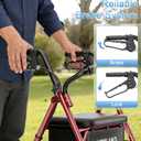 16 Pounds Lightweight Walkers for Seniors with Seat, Narrow Rolling Walker with 4 Puncture-Resistant Wheels, 5-Level Height Adjustable, 300 lbs Weight Capacity (Red)