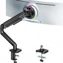 ARES WING Heavy Duty Single Monitor Arm - Fully Adjustable Monitor Mount for 40 34 32 27 Inch Ultrawide Screens Up to 26.4 lbs with Clamp/Grommet Desk Mount, 75/100 Vesa Mount, Black