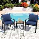 PLTCAT All-Weather Comfort Deep Seat Cushions, Fade-Resistant Patio Chair Cushion Set (Navy Blue, 24" x 24" + 24" x 20") with Removable Cover for Pation Furniture