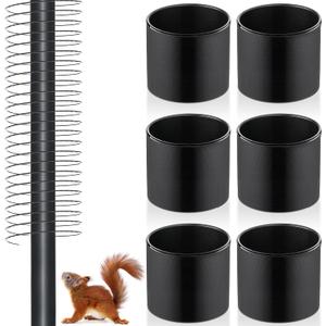 Qualirey 6 Pcs Metal Squirrel Baffle Squirrel Proof Spring for Bird Feeders Spring Coil Guard Protects Hanging Bird Feeders for Outdoor Bird Feeder Poles (Black)