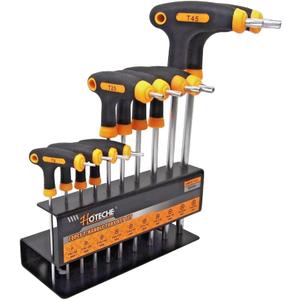 Hoteche 10PC T-Handle Torx Star Key Wrench Set 2 Drive Ends Stand Rack