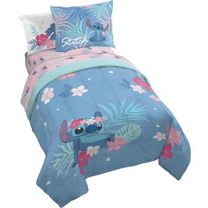 Jay Franco Disney Lilo & Stitch Paradise Dream 7 Piece Full Bed Set - Includes Reversible Comforter & Sheet Set Bedding - Super Soft Fade Resistant Microfiber (Official Disney Product)