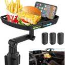 DOUBFIVSY Larger Cup Holder Tray for Car, 10 inch Car Food Tray with Phone Holder Detachable 3 in 1 Car Cup Holder 360 Rotating Food Table Tray Expander for Eating