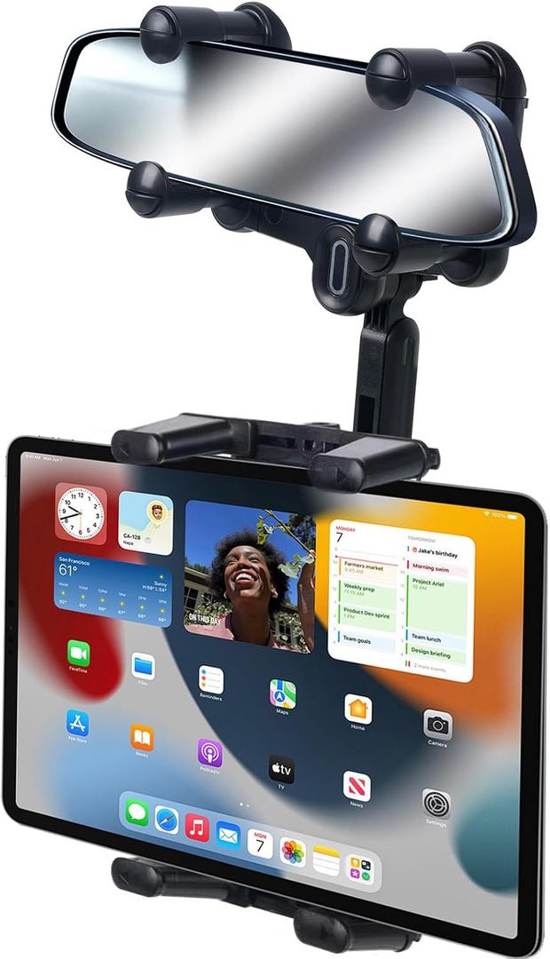 kelofam Phone Mount for Car,Car Rear View Mirror Phone Holder, Multifunctional 360Rotatable and Retractable Tablet Holder for CarSuitable for iPhone,iPad,Samsung Z Fold 7 6 5, All Foldable Phones