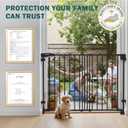 Mumeasy 29.5-43.3" Baby Gate for Stairs, No Bottom Bar Dog Gate with Removable Door & Slide-Adjust Drill Mount, Extra Wide Stairway & Hallway Walk Thru Pet Safety Gate for Doorways, Kitchen (Black)