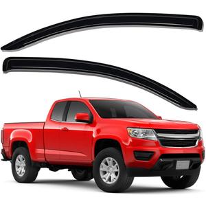Lightronic Extra Durable Outside-Mount Auto Vent Window Visor, Fits 2015-2022 Chevrolet Colorado & GMC Canyon, Extended Cab, UV Protection Rain Guard, Original Wind Deflector, Dark Smoke, 2-Pcs