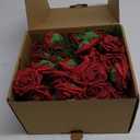 AmyHomie Artificial Flower Dark Red Rose 100pcs Real Looking Fake Roses w/Stem for DIY Wedding Bouquets Centerpieces Arrangements Party Baby Shower Valentines Day Christmas Tree Decorations