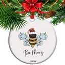 Be Merry Ceramic Christmas Ornament, Bee Lover Gift, Xmas Tree Trimming Party, Bee Keeper (C10)