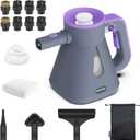 Steam Cleaner: 10s Fast Heating-Lockable Steam Trigger-Large Tank-Refill Anytime-No Cooling-14 PCS Kit-Hand Held HandHeld Multi Portable Steamer for Home Kitchen Grout Tile Shower Cleaning Grey