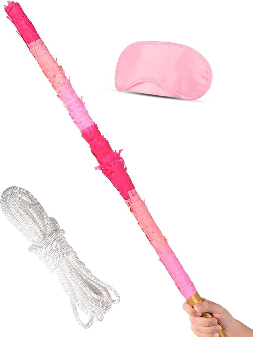 30 Inch Piñata Stick Kit Unbreakable Pinata Stick with Blindfold Blind Rope Suitable for Boys Girls Adults Can Have Fun at Any Party (Pink)