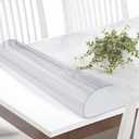 Vicwe Clear Table Cover - 36x72 Inch, Waterproof Protector for Writing, Coffee & Dining Tables (36 x 72 Inches, Clear 1.5mm)