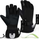MCTi Pro Wrist Support Ski Gloves for Men, Winter Snowboard Gloves with Wrist Guard, Waterproof, 3M Thinsulate Warm, High Abrasion Resistance (Large, Black)