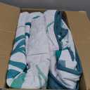 Quilt Set Queen Size Aqua Tropical Coastal Botanical Quilt Bedding Set, 3 Piece Lightweight Soft Microfiber Palms Tree Bedspreads Coverlet Set with 2 Pillowcases for All Season (Queen,96"x 90")