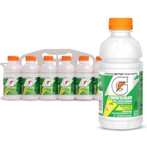 2 x Gatorade Lower Sugar Electrolyte Sports Drink, Lemonade, 12 fl oz Bottles, (12 Pack), 75% Less Sugar, No Artificial Flavors, No Artificial Sweeteners, No Artificial Colors, Hydration (EXP 11/15/28)