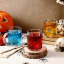 Maxcheck 6 Pack 12 oz Halloween Coffee Mugs Spider Web Glass Cups Gifts Bulk Clear Drinking Wine Glasses with Handle for Halloween Party Supplies Decorations
