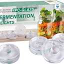 Eleganttime 4 Pack Easy Grip Handle Glass Fermentation Weights Great Mason Jar Wide Mouth Canning Fermenting Pickling Sourkrout Kraut Weight Fermentation Kit