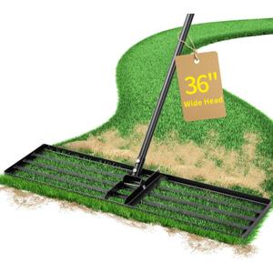 Jardineer 36 Inch Heavy Duty Lawn Leveling Rake, 72 Inch Long Handle Yard Leveler for Grass Soil, Ground Dirt Leveler Tool for Lawn, Garden, Golf Course Maintenance