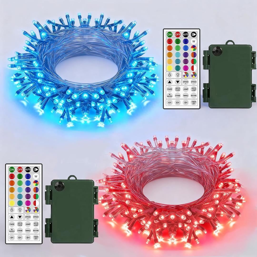 Solhice 2 Pack 16ft Battery Operated Christmas Lights Color Changing with Remote, Each 40 LEDs Mini Fairy Light, Twinkle String Lights for Outdoor Indoor Bedroom Garden Decor