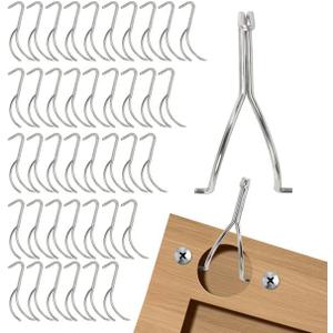 40 Pcs Cabinet Door Painting Hangers 4mm Thicken Metal Hooks for Painting No-Drill Spray Drying Rack Clips for Cabinet Door Brackets Paint Drying Hanging Hooks for DIY Wood Working Tools (40, 4 mm)