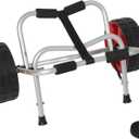 Kayak Cart with 10" Flat-Free Wide Wheels, 230 lb Heavy Duty Kayak Dolly Carrier, Foldable Aluminum Canoe Trolley with Tie Down Strap, Padded Bunk Support for Kayaks Canoes Paddle Boards