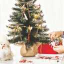 2 x 24 Pcs Velvet Bows Christmas Tree Ornaments Vintage Ribbon for Tree Garland Wreath Indoor Xmas Decorations (Khaki)