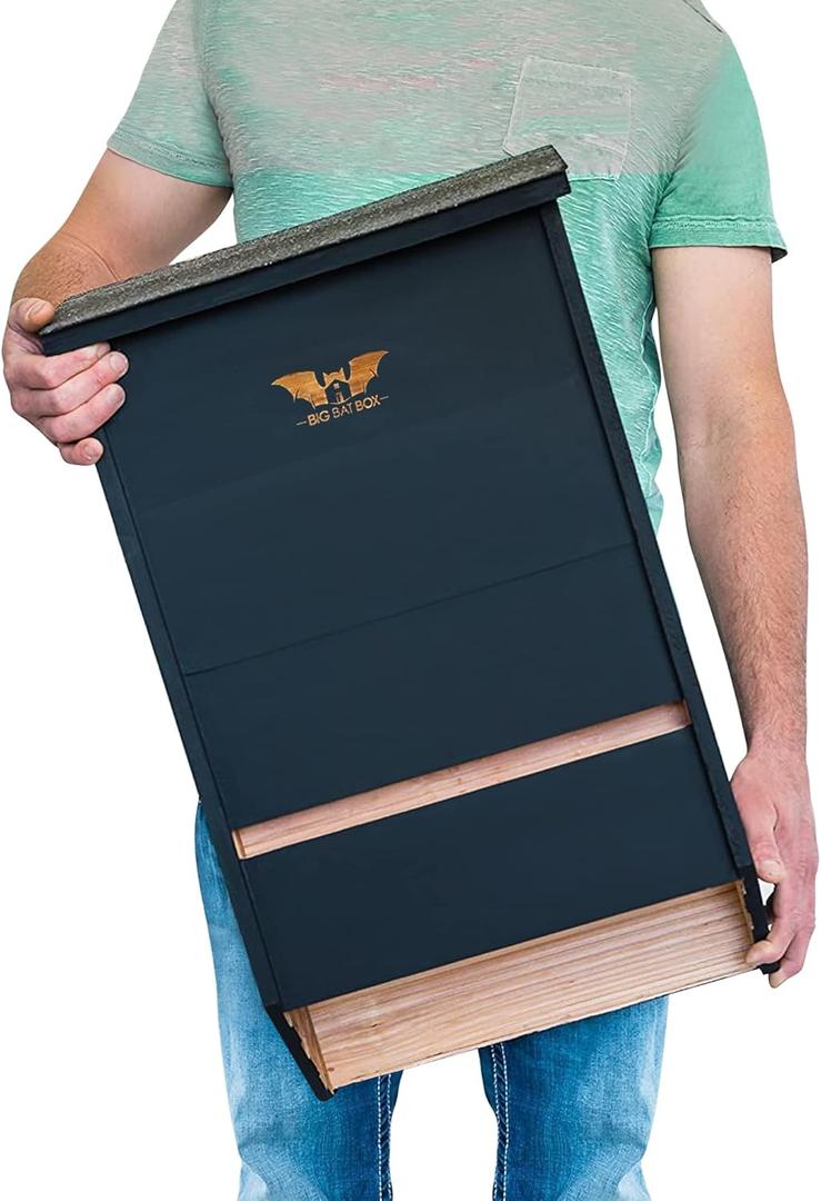 Big Bat Box - Black, 3 Chamber, Large MTBC Certified Bat House for Outside - Artificial Roost Kit for Wall-Mount or Pole-Mount - Bathouses for Backyards