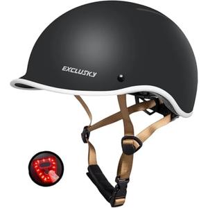 Exclusky Bike Helmet for Adults,Adjustable Cycling Helmet for Men & Women Safety Certified Bicycle Helmet for Commuting, Road Biking, Skating with USB Rechargeable Rear Light 56-61CM