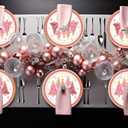 40Pcs 9 Inch Christmas Plates Merry Christmas Disposable Paper Plates Gold Foil Pink Xmas Tree Party Plates for Holiday Party Dinner Tableware Supplies Decor