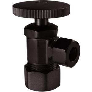 Westbrass Round Handle Angle Stop Shut Off Valve, 1/2" Copper Pipe Inlet with 3/8" Compression Outlet, Oil Rubbed Bronze, D105-12