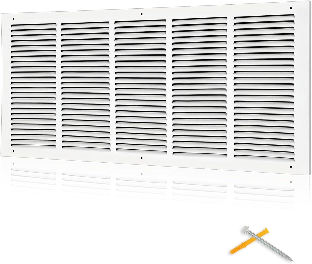 Fancat 30x12 Duct Opening | Steel Return Air Grille | Vent Cover Grill for Sidewall and Ceiling | HVAC Cold Air Intake Grille | White | Outer Dimensions: 31.75"W X 13.75"