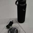 BUZIO 24 oz Insulated Water Bottle, Stainless Steel Wide Mouth Water Flask with Straw Lid, Cold for 48 Hrs Leak Proof Metal Hydro Thermo Canteen Mug, Black (22 Ounces)