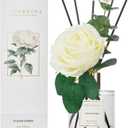 Cocorrna Flower Reed Diffuser - Clean Linen 6.7oz Scented Diffuser with Sticks Home Fragrance Essential Oil for Bathroom Shelf Decor (Artificial Flower)
