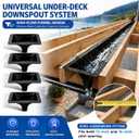 12 Pack Under Deck Drainage System Downspout, PE Rain Drain Gutter for 12" & 16" Joist Spacing, Heavy Duty Waterproof Decking Solutions to Create Dry Living Space Under Deck, All-Weather Black