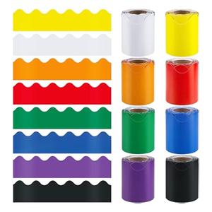 Zhanmai 590ft Classroom Bulletin Board Borders Sets, 12 Rolls Borders for Bulletin Board Scalloped Trims Decoration for Fall School Office Chalkboard Whiteboard Poster Decor(Boho Color)