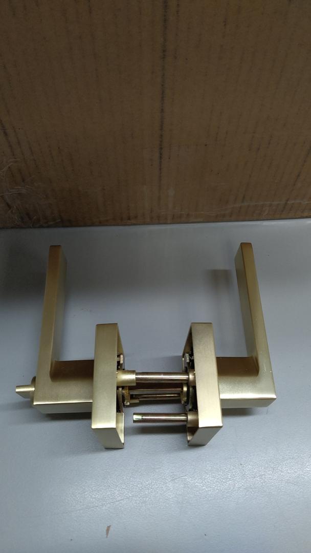 Door Handle Lock, Square Channel Privacy Interior Bedroom Room Bathroom Three-Bar Spherical(Gold) 8 pack