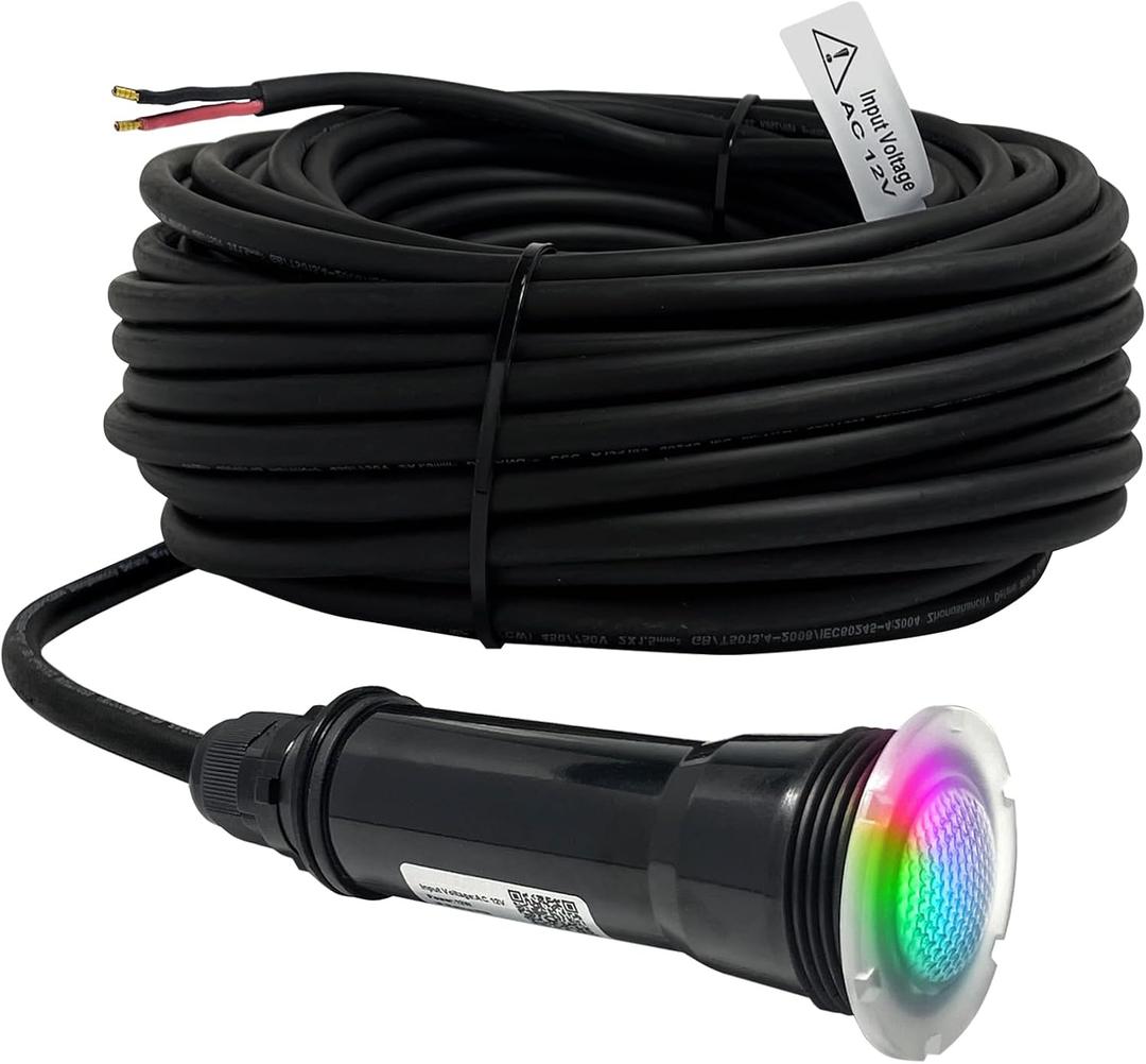 Direct Replacement for Pentair Globrite Color Led Pool Light - 1.5 Inch 100ft Cord 12VAC RGB Changing Swimming for Inground Pools/Spa