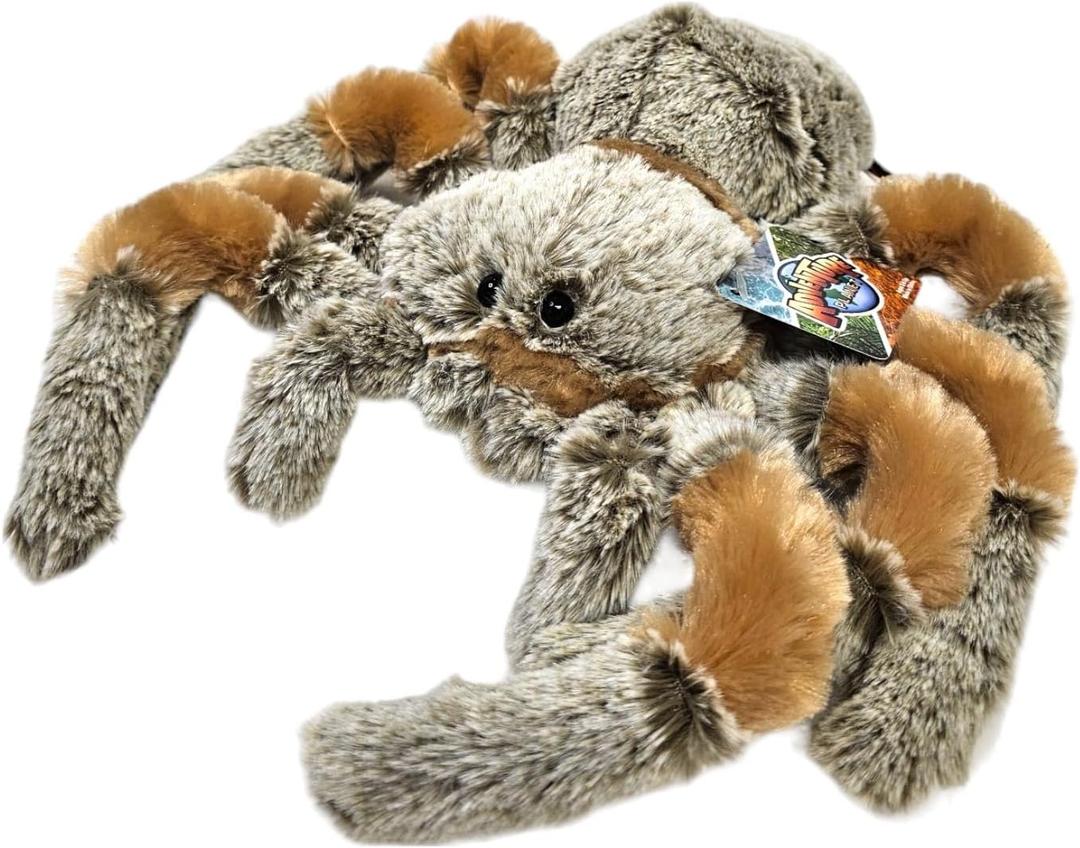 8" Realistic Brown Spider Plush - Soft and Furry with Hard Eyes - Creepy-Crawly Toy for Halloween, Decor, or Gifts