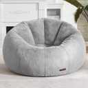 Hobestluk Bean Bag Chairs Large Bean Bag Couch for Adults Stuffed Sofa Chair Comfy Giant Bean Bag Chair with Spacious Design for Reading, Playing or Relaxing (Grey) (Oversize)