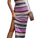 PRETTYGARDEN Tank Dress for Women 2026 Summer Casual Striped Maxi Dresses Fitted Square Neck Beach Vacation Bohemian Sundress (Medium, Purple)