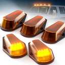 PSEQT 5Pcs Cab Roof Marker Lights Amber 16 LED Top Clearance Marker Light Kits Compatible with F150 F250 F350 1980-1997 Super Duty Pickup Trucks 12V Signal Running Light with Amber Cover