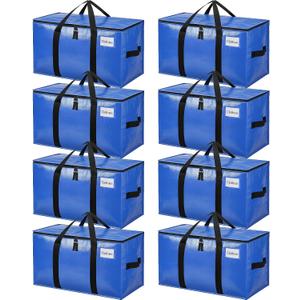 BAGAIL Heavy Duty Moving Bags with Strong Handle, Extra Large Moving Boxes, Storage Tote for Clothes, College Moving Supplies(Blue, 8 Pack)