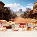 7x5ft Western Backdrop Wild West Town Vintage Photography Background Cowboy Cowgirl Birthday Baby Shower Party Decorations Kids Adults Portraits Banner Photo Studio Props