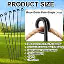 Ferraycle 8 Pcs 42 Inches/3.5 ft Single Rope Poles Steel Stakes with Loop for Creating a Rope Border Around Flower Beds, Fence, Trees, Garden, Walkways, Fountains